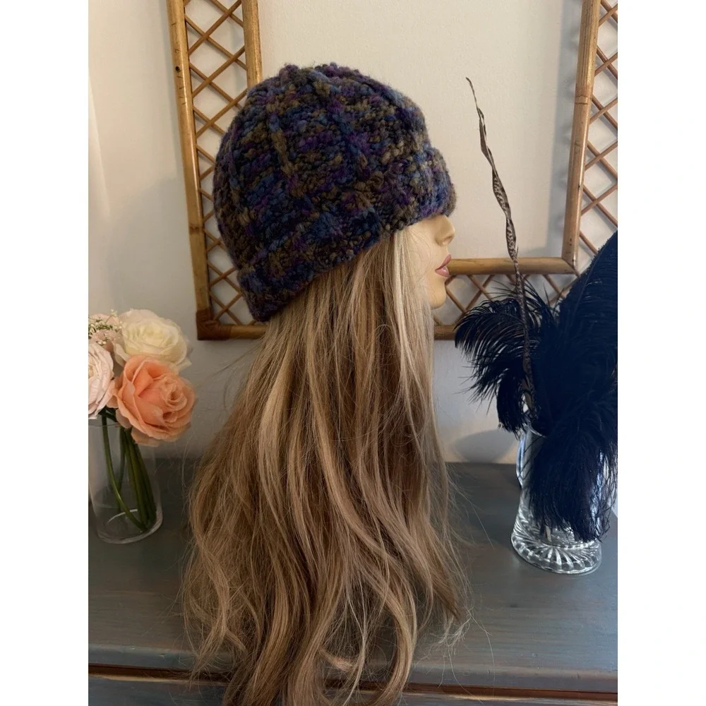 Cappellificio Fiorentino Wool‎ Blend Purple Knitted Beanie Hat Made In Italy EUC